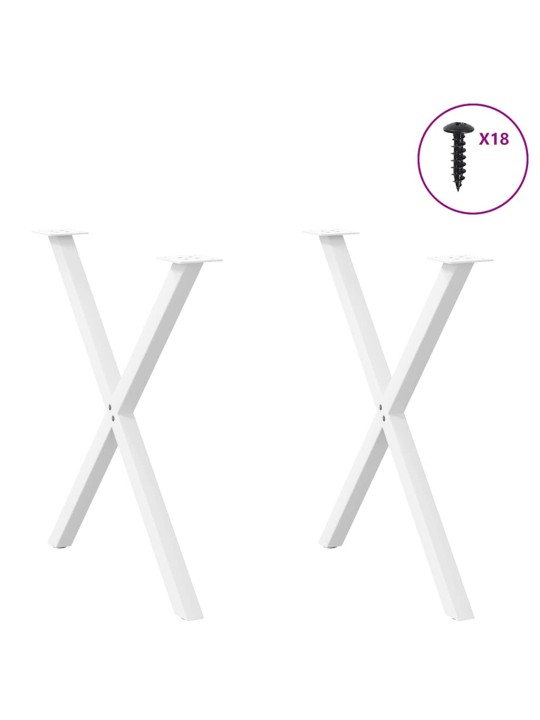 Nohy k jídelnímu stolu ve tvaru x, 2 ks, bílé, 70 x (72-73) cm, ocel