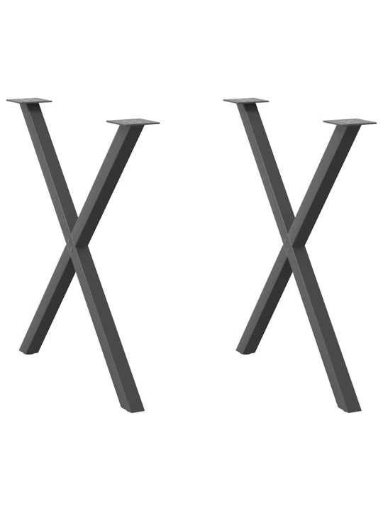 Nohy k jídelnímu stolu ve tvaru x, 2 ks, antracitové, 70 x (72-73) cm, ocel
