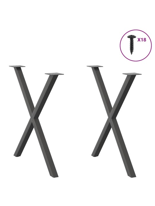 Nohy k jídelnímu stolu ve tvaru x, 2 ks, antracitové, 70 x (72-73) cm, ocel