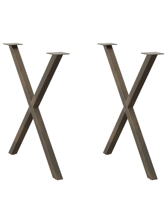 Nohy k jídelnímu stolu ve tvaru x, 2 ks, přírodní ocel, 70 x (72-73) cm, ocel