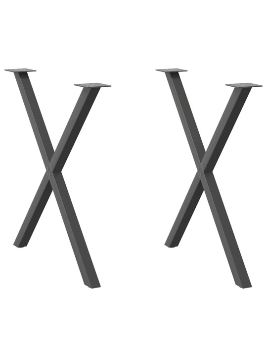 Nohy k jídelnímu stolu ve tvaru x, 2 ks, antracitové, 80 x (72-73) cm, ocel