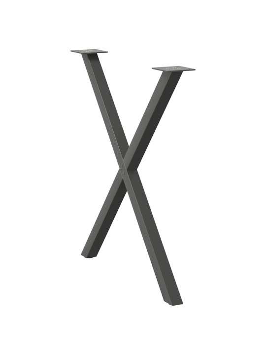 Nohy k jídelnímu stolu ve tvaru x, 2 ks, antracitové, 80 x (72-73) cm, ocel