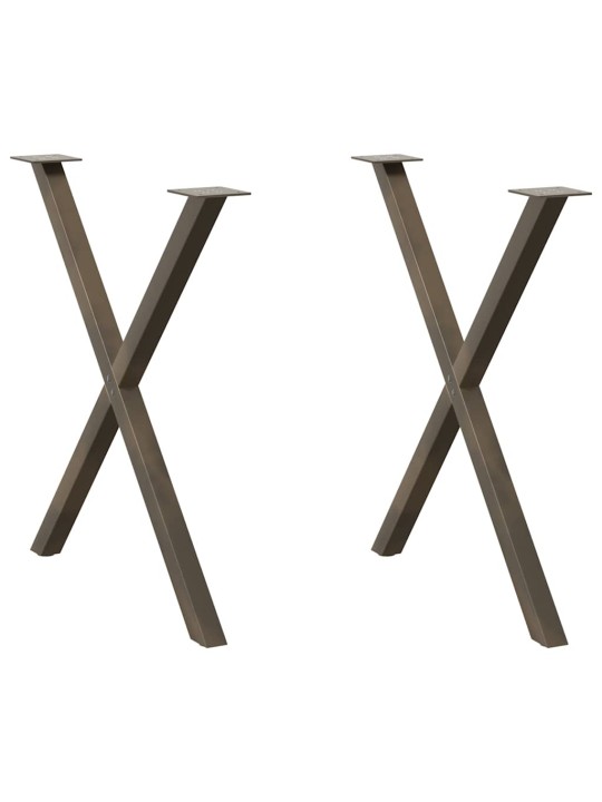 Nohy k jídelnímu stolu ve tvaru x, 2 ks, přírodní ocel, 80 x (72-73) cm, ocel