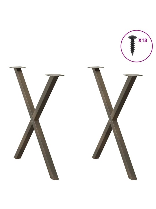 Nohy k jídelnímu stolu ve tvaru x, 2 ks, přírodní ocel, 80 x (72-73) cm, ocel
