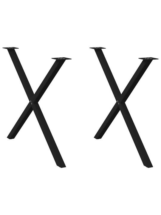 Nohy k jídelnímu stolu ve tvaru X, 2 ks, černé, 90 x (72-73) cm, ocel