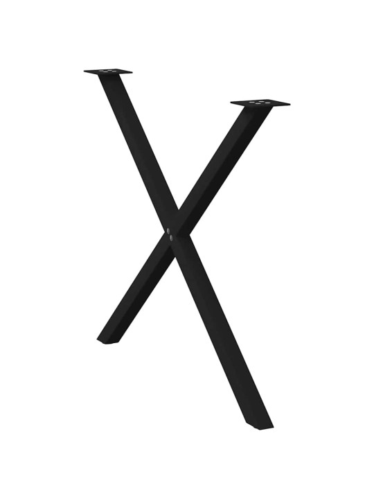 Nohy k jídelnímu stolu ve tvaru X, 2 ks, černé, 90 x (72-73) cm, ocel