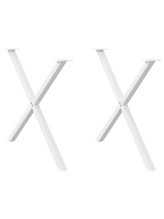 Nohy k jídelnímu stolu ve tvaru x, 2 ks, bílé, 90 x (72-73) cm, ocel