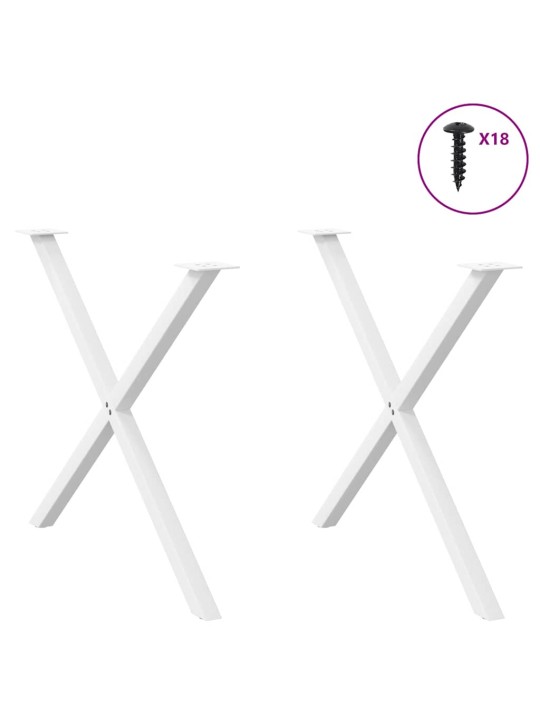 Nohy k jídelnímu stolu ve tvaru x, 2 ks, bílé, 90 x (72-73) cm, ocel