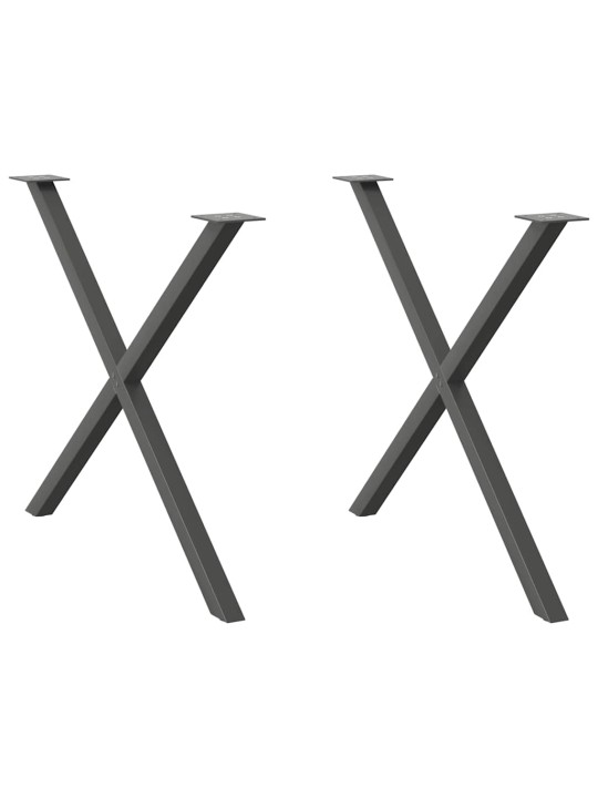 Nohy k jídelnímu stolu ve tvaru x, 2 ks, antracitové, 90 x (72-73) cm, ocel
