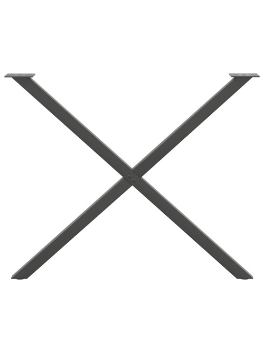 Nohy k jídelnímu stolu ve tvaru x, 2 ks, antracitové, 90 x (72-73) cm, ocel