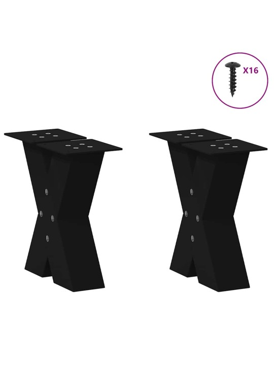 Nohy konferenčního stolku ve tvaru x, 2 ks, černé, 30 x (30-31) cm, ocel