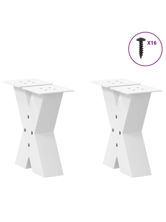 Nohy konferenčního stolku ve tvaru x, 2 ks, bílé, 30 x (30-31) cm, ocel