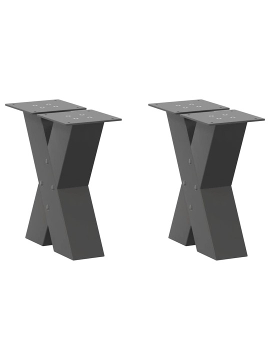 Nohy konferenčního stolku ve tvaru x, 2 ks, antracitové, 30 x (30-31) cm, ocel
