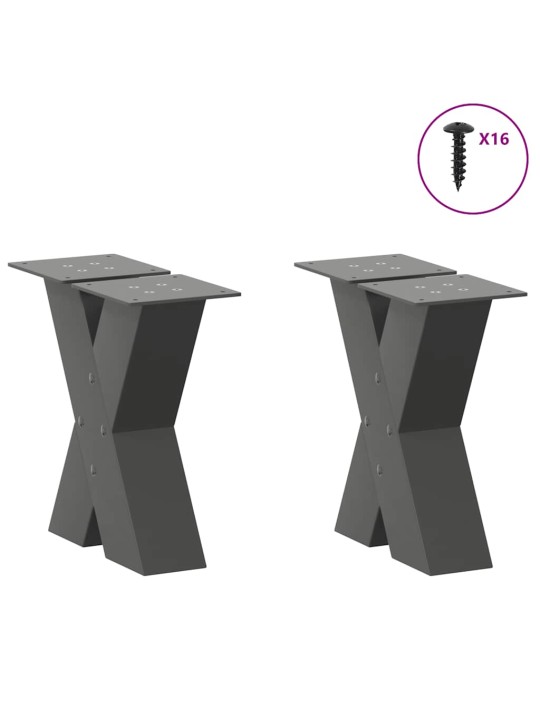 Nohy konferenčního stolku ve tvaru x, 2 ks, antracitové, 40 x (30-31) cm, ocel