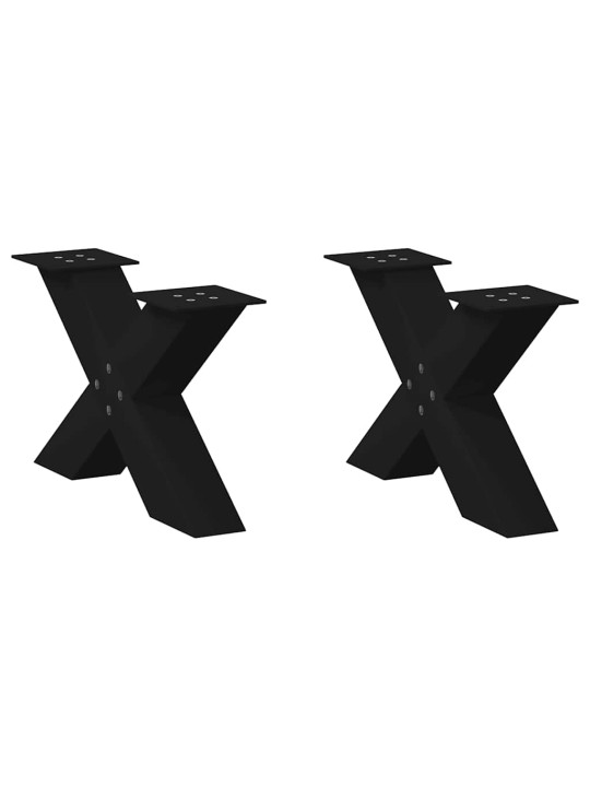 Nohy konferenčního stolku ve tvaru x, 2 ks, černé, 50 x (30-31) cm, ocel