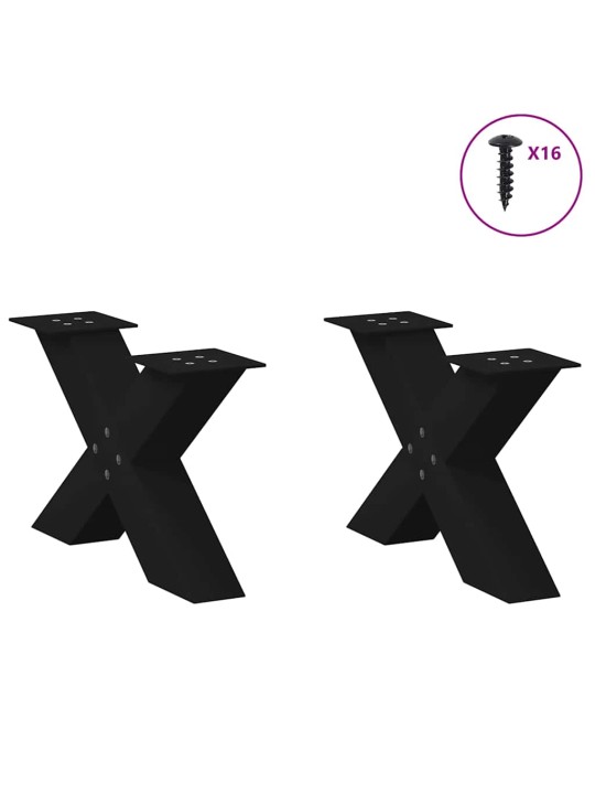Nohy konferenčního stolku ve tvaru x, 2 ks, černé, 50 x (30-31) cm, ocel