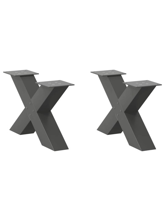 Nohy konferenčního stolku ve tvaru x, 2 ks, antracitové, 50 x (30-31) cm, ocel