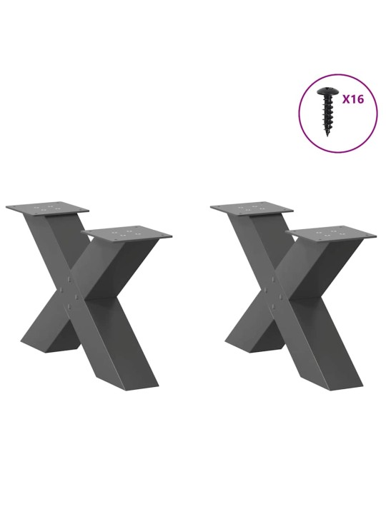 Nohy konferenčního stolku ve tvaru x, 2 ks, antracitové, 50 x (30-31) cm, ocel