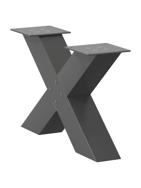Nohy konferenčního stolku ve tvaru x, 2 ks, antracitové, 50 x (30-31) cm, ocel