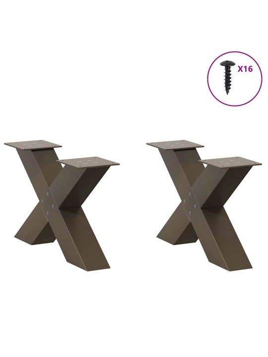 Nohy konferenčního stolku ve tvaru x, 2 ks, přírodní ocel, 50 x (30-31) cm, ocel