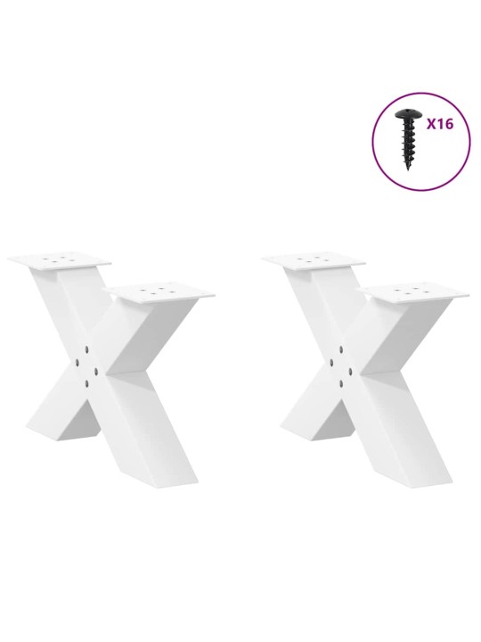 Nohy konferenčního stolku ve tvaru x, 2 ks, bílé, 60 x (30-31) cm, ocel