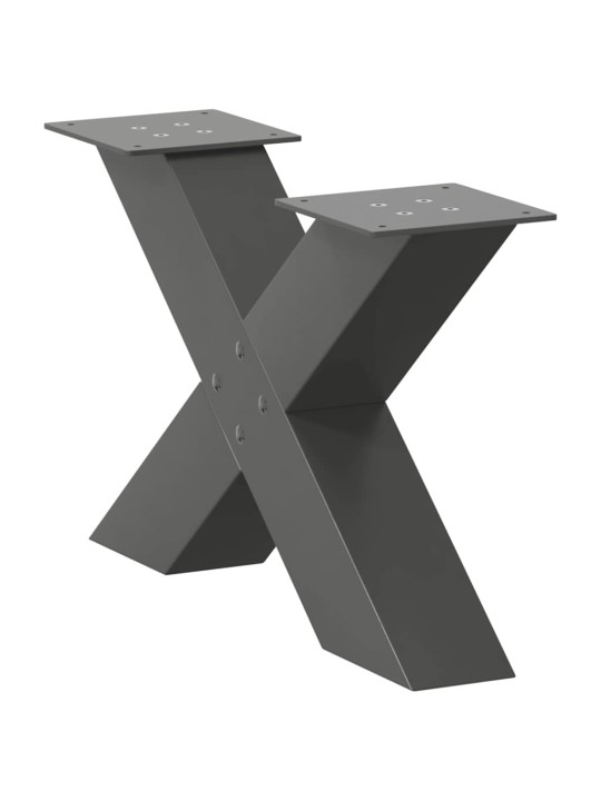 Nohy konferenčního stolku ve tvaru x, 2 ks, antracitové, 60 x (30-31) cm, ocel