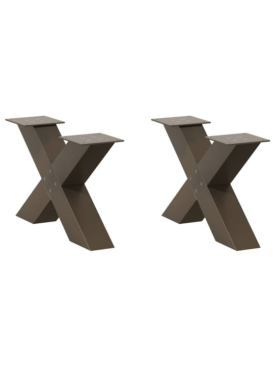 Nohy konferenčního stolku ve tvaru x, 2 ks, přírodní ocel, 60 x (30-31) cm, ocel