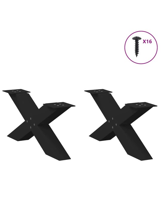 Nohy konferenčního stolku ve tvaru x, 2 ks, černé, 70 x (30-31) cm, ocel