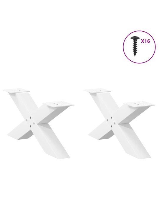 Nohy konferenčního stolku ve tvaru x, 2 ks, bílé, 70 x (30-31) cm, ocel