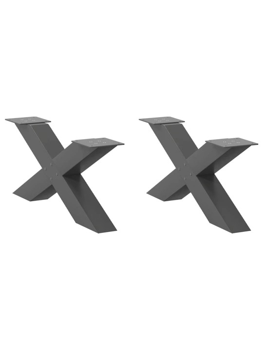 Nohy konferenčního stolku ve tvaru x, 2 ks, antracitové, 70 x (30-31) cm, ocel