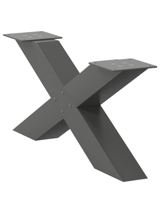 Nohy konferenčního stolku ve tvaru x, 2 ks, antracitové, 70 x (30-31) cm, ocel
