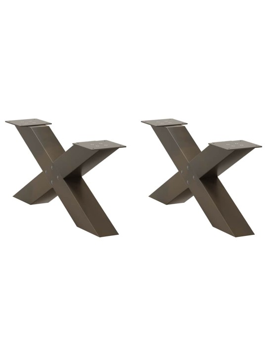 Nohy konferenčního stolku ve tvaru x, 2 ks, přírodní ocel, 70 x (30-31) cm, ocel