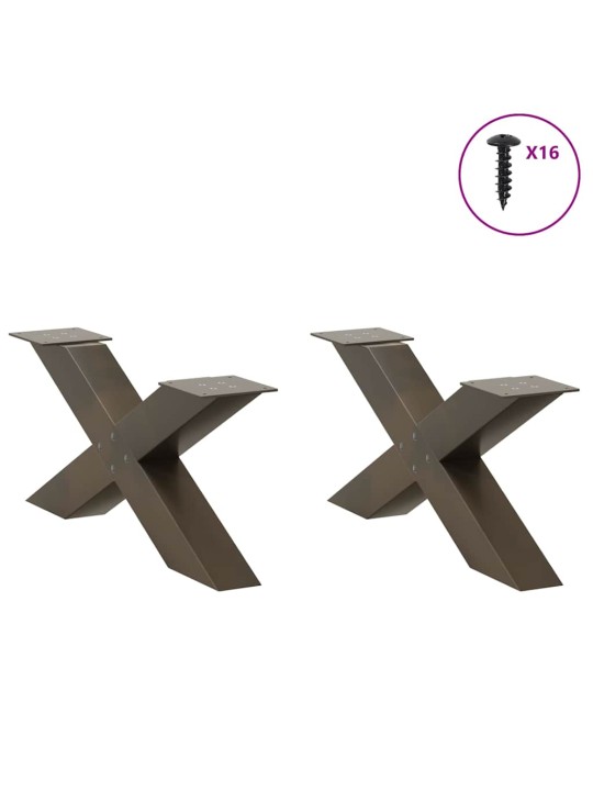 Nohy konferenčního stolku ve tvaru x, 2 ks, přírodní ocel, 70 x (30-31) cm, ocel