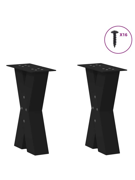 Nohy konferenčního stolku ve tvaru x, 2 ks, černé, 28 x (42-43) cm, ocel