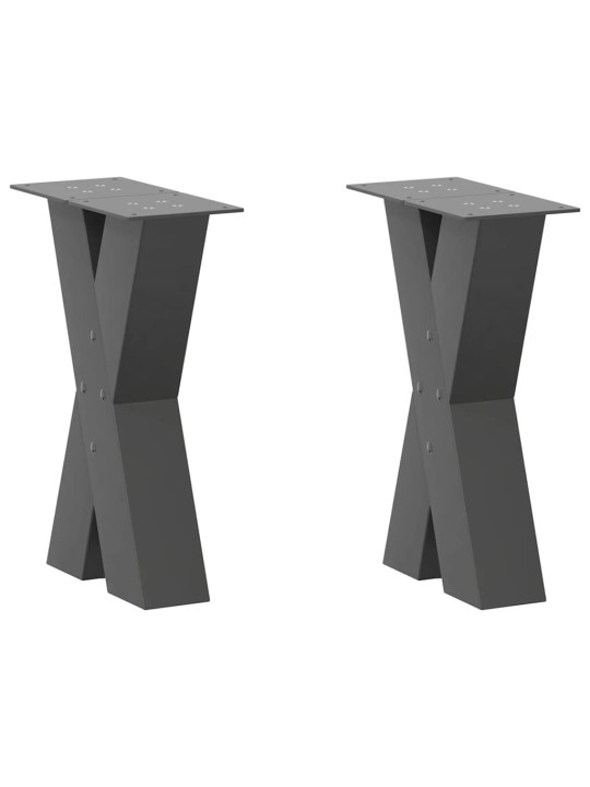 Nohy konferenčního stolku ve tvaru x, 2 ks, antracitové, 28 x (42-43) cm, ocel