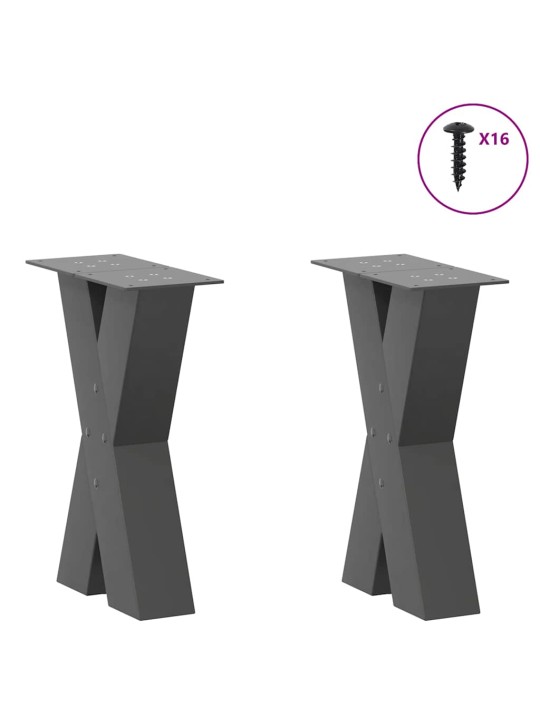 Nohy konferenčního stolku ve tvaru x, 2 ks, antracitové, 28 x (42-43) cm, ocel