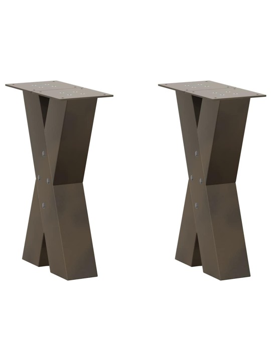 Nohy konferenčního stolku ve tvaru x, 2 ks, přírodní ocel, 28 x (42-43) cm, ocel