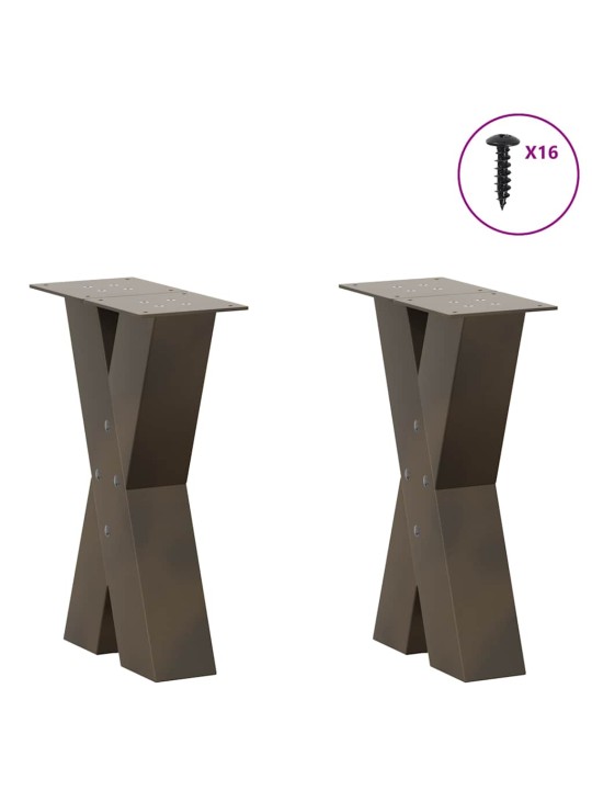 Nohy konferenčního stolku ve tvaru x, 2 ks, přírodní ocel, 28 x (42-43) cm, ocel