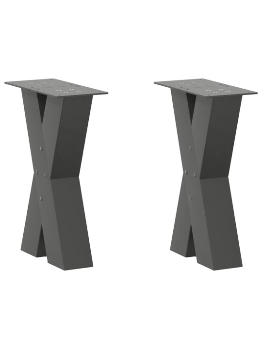 Nohy konferenčního stolku ve tvaru x, 2 ks, antracitové, 38 x (42-43) cm, ocel