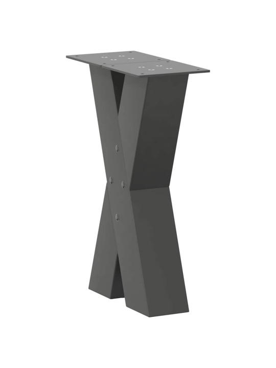 Nohy konferenčního stolku ve tvaru x, 2 ks, antracitové, 38 x (42-43) cm, ocel