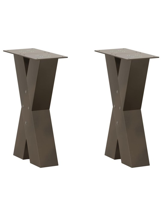 Nohy konferenčního stolku ve tvaru x, 2 ks, přírodní ocel, 38 x (42-43) cm, ocel