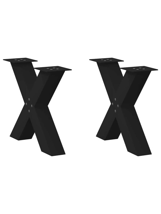 Nohy konferenčního stolku ve tvaru X, 2 ks, černé, 50 x (42-43) cm, ocel