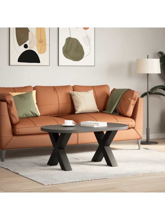 Nohy konferenčního stolku ve tvaru X, 2 ks, černé, 50 x (42-43) cm, ocel