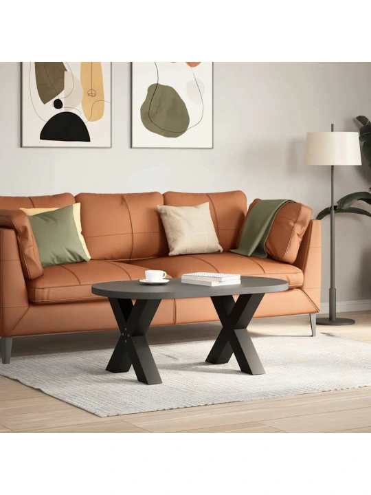 Nohy konferenčního stolku ve tvaru X, 2 ks, černé, 50 x (42-43) cm, ocel