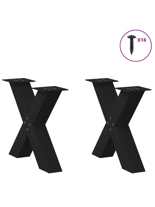 Nohy konferenčního stolku ve tvaru X, 2 ks, černé, 50 x (42-43) cm, ocel