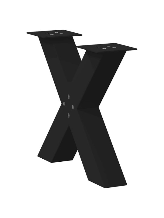 Nohy konferenčního stolku ve tvaru X, 2 ks, černé, 50 x (42-43) cm, ocel