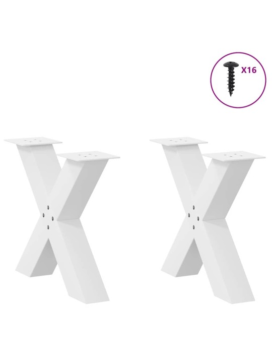Nohy konferenčního stolku ve tvaru x, 2 ks, bílé, 50 x (42-43) cm, ocel
