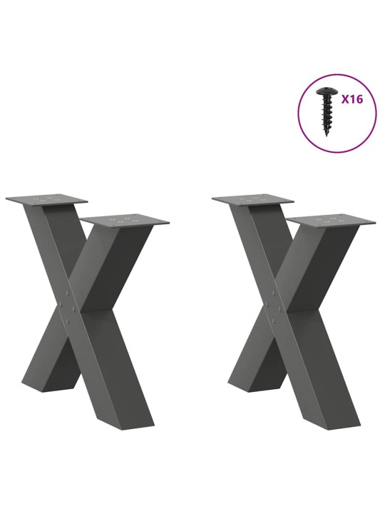 Nohy konferenčního stolku ve tvaru x, 2 ks, antracitové, 50 x (42-43) cm, ocel