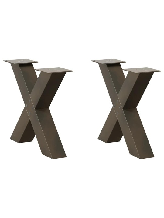 Nohy konferenčního stolku ve tvaru x, 2 ks, přírodní ocel, 50 x (42-43) cm, ocel
