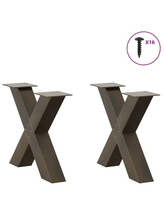 Nohy konferenčního stolku ve tvaru x, 2 ks, přírodní ocel, 50 x (42-43) cm, ocel